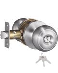 Entry Door Knob with Lock and Keys All Alike, Interior Door Knobs with Lock for Bathroom/Bedroom, Satin Stainless Steel Entrance Door Lock