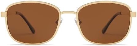 SOJOS Retro Rectangle Polarized Sunglasses for Women Men Vintage 90s Style Rectangular Frame Sunnies SJ1225, Gold Frame/Brown Lens