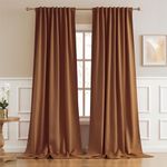 DUALIFE 132 Inch Extra Long Room Darkening Curtains 2 Panels Set Back Tab Pocket Thermal Insulated Energy Efficient Patio Sliding Door Curtains for Living Room 52 by 132 Inch Brown Orange