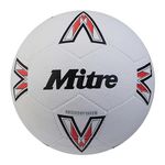 Mitre Super Dimple Football | Perfect for Futsal, Hardground and Indoor Play, White/Black/Bib Red, 5