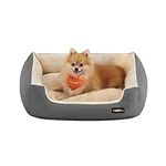 Feandrea Dog Bed Large Washable, Soft Cosy Grey Dog Sofa Bed Puppy Bed for Medium Large Dogs, Removable Reversible Cushion Dog Beds Pet Bed, 70 x 55 x 21 cm, Dark Grey PGW003G01