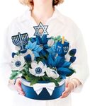 Freshcut Paper Pop Up Cards, Paper Flower Bouquet 3D Popup Greeting Cards with Note Card & Envelope, Birthday Card, Anniversary Card, Get Well Gifts for Women, 12" Hanukkah Wishes