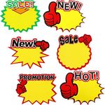 60 Pieces Starburst Sign Cards Sale Sign Tags, 7 x 5.5 Inches Sale Paper Signs Price Burst Signs Assorted Display Tags for Retail Store