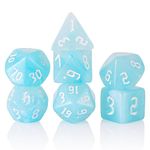 7PCS Polyhedral DND Dice, D&D Dice Set Filled with White and Blue Swirls for Role Playing Dice Games as DND RPG MTG Table Games