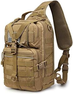 G4Free Tactical Sling Bag Pack Military Backpack Rucksack Molle EDC Chest Bag Large One Strap Rover Shoulder Daypack Pistol Range Pack for Camping Hunting Trekking, Tan