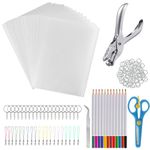 175 Pcs Heat Shrink Plastic Sheets for Shrinky Dink Kits, Shrinky Dinks Keychain kit Shrinky Dinks Sheets, Shrinky Paper Art Films Shrink Sheets with Keychain Accessories for Creative DIY Craft