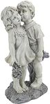 Design Toscano Young Sweethearts Kissing Children Outdoor Garden Statue, Polyresin, Two Tone Stone, 56 cm, 22 Inch