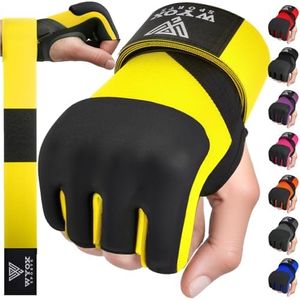 WYOX Gel Boxing Hand Wraps Inner Gloves for Men & Women, 80cm Quick Wrist Straps, Padded Knuckle Protection for Muay Thai Kickboxing, Hand Wraps for Boxing & Martial Arts (Glow Yellow, XS)