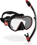 CRESSI F-Dual + Supernova Dry Combo - Unisex Diving Mask F-Dual rimless and Dry Snorkel for Snorkelling and Scuba Diving, Black / Red