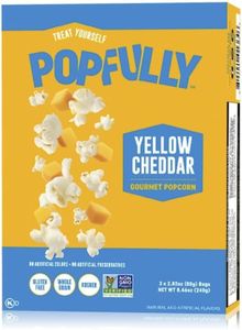 POPFULLY Fully Pops Yellow Cheddar Popcorn, 2.75oz Sharing Bags, 3-Pack, Classic Cheese Flavor, Big Pop, Micro Popcorn Bags