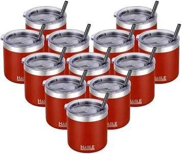 HASLE OUTFITTERS 10oz Insulated Tumblers with Lid and Straw,Stainless Steel Tumbler Travel Coffee Mug,Double Wall Reusable Tumbler Cup for Iced and Hot Drinks(Red,12 Pack