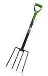 GBS Heavy Duty Garden Fork, Lightweight Carbon Steel Border Fork with Soft Grip D Handle for Lawn Garden Tools, Digging, Mucking Out Fork, Border Digging Fork 4 Prong Cultivating All Types Of Soil