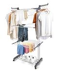 E-SMARTER Stainless Steels Clothes Airer, 4 Tier Clothes Drying Rack, Folded Drying Rack Laundry with 360° rotation, Multifunctional Clothes Dryer is suitable for Clothes, Quilts, Shoes and Shirts