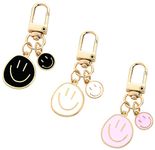 HOSBY 3 Pcs Smile Expression Keychains for Women Bag Charms Key Chains Car Key Pendant for Purse Handbag Bag Decoration, 3pcs/ White&black&pink, One Size