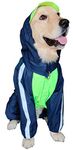 Doxters Full Coverage DryMax Dog Raincoats for Large Dogs 41 to 45 kgs, Like Golden Retriever, Labrador, German Shepherd, Rottweiler, Bull Mastiff Size 36 Neon Green and Navy Blue