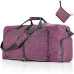 Travel Duffle Bag for Men, 65L Foldable Travel Duffel Bag with Shoes Compartment Overnight Bag for Men Women Waterproof & Tear Resistant (Purple)