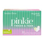 Pinkie Period Pads for Tweens & Teens - Designed for Smaller Underwear - Organic Cotton Topsheet Teen Pads with Wings - Chlorine Free & Fragrance Free - Teen Small, 18 Count