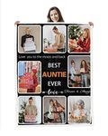 Gifts for Auntie Customized Blanket with Photos, Best Auntie Ever Custom Blanket, Birthday Gifts to Aunts from Niece Nephew, Personalized Picture Blanket Sherpa Throw Blankets, 8 Photos Collage