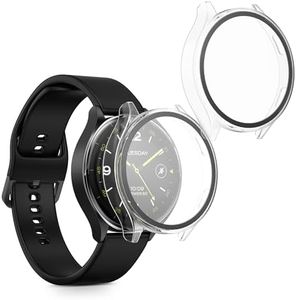 kwmobile Cover Comaptible with Xiaomi Watch 2 Covers - 2X Tempered Glass with Plastic Frame - Transparent