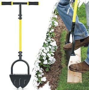 Jardineer Edger Lawn Tool Long Handle, Upgraded Manual Grass Edger with Double V-Shaped Serrated Edge Blade and Wide Footplate, Edgers for Landscaping Yard Maintenance