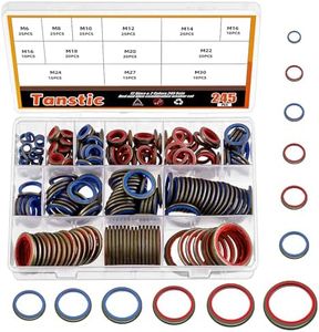 Tanstic 245Pcs Metal Bonded Seal Washer Kit, Metric Bonded Seal Gasket Washer Automotive Self-Centred Seal Gasket Sealing Washer-12 Sizes M6 M8 M10 M12 M14 M16 M18 M20 M22 M24 M27 M30