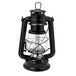 YAKii LED Vintage Lantern Metal Hanging Hurricane Lantern 12 LED Dimmer Switch Cold White Battery Operated Lantern Power Outage Indoor Camping Lighting Outdoor Brooklyn Lantern Decoration(Black)