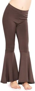 STRETCH IS COMFORT Girl's Bell Bottom Leggings Brown Large