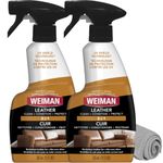 Weiman 3-in-1 Leather Cleaner, Conditioner & UVX Protector for Cars, Furniture, Auto Interior, Shoes, Purses & Handbags - 2 Pack with Microfiber Towel Included