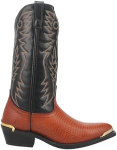 Laredo Mens Atlanta Croc Pointed Toe Dress Boots Mid Calf - Black, Antique Peanut, 12