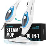 PurSteam Steam Mop Cleaner 10-in-1 with Convenient Detachable Handheld Unit, Laminate/Hardwood/Tiles/Carpet Kitchen - Garment - Clothes - Pet Friendly Steamer Whole House Multipurpose Use