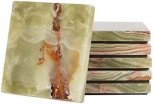 Radicaln Marble Coasters 3.5 Inches Green Onyx Handmade Square Coasters Set of 6 for Kitchen - Cup Coasters for Coffee Table, Modern Drinking Coasters for Dining Table and Home Decor