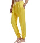 Amy Coulee Men’s Workout Pants Active Sports Drawstring Sweatpants with Pockets (Yellow, XL)