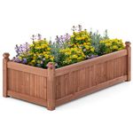 COSTWAY Wooden Garden Planter, Rectangular Trough Box Flower Pot with Drainage Holes, Herb Vegetables Plant Flower Container for Indoor Outdoor Backyard Patio Balcony (117 x 59 x 40cm)