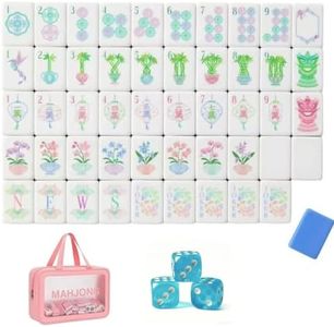 Mcsargrd 4 Layer Mahjong Tiles, 2026 NEW 160 Acrylic American 4 Layer Mahjong Tile Set with Clear Engraving with Exquisite Carrying Bag for Home, Travel & Game Nights (Mint Floral)