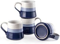 Coffee Cups Large Coffee Mug - 16 oz Ceramic Mugs Set of 4 Blue Stoneware Mugs for Office Home Café, Christmas Wedding Housewarming Gifts, Dishwasher & Microwave Safe