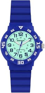 Kids Analog Watch with Light for Boys Girls Waterproof Time Teaching Watches with Soft Band Learning Time Wrist Watch Easy to Read for Children Great Gifts (Blue)