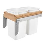 Rev-A-Shelf Double Pullout Top Mount Trash Can 27 qt., White, 4WCTM-15DM2-343-FL