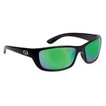 Flying Fisherman Cay Sal Polarized Sunglasses with Matte Black Frames, Amber-Green Mirror Lenses