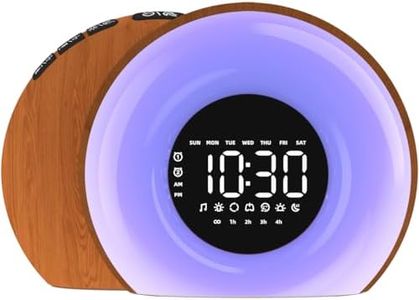 OrangeLight Wake Up Light Sunrise Alarm Clock for Bedroom Sunrise Sunset Simulation 23 Natural Sounds 13 Colors Night Light Dual Alarms and Snooze Sleep Aid for Heavy Sleepers Kids Adults (Wood Grain)