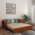 Ganpati Arts Sheesham Wood Single Size Sofa Cum Bed for Bedroom| 3-Person Sofa, Brown