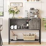 Bestier Console Table Sideboard with Cabinet Coffee bar Sofa Table with Adjustable Shelves Buffet Cabinet for Kitchen Dinning Room Living Room Hallway Entrance, Gray