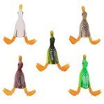 5pcs Topwater Duck Lure Set - Realistic 3D Rubber Floating Duck Design with Hooks for Bass Fishing Bait - Lightweight and Durable Material for High Bite Rate for Anglers