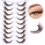 Brown Lashes Cat Eye Wispy Eyelashes Natural Look False Eyelashes Fox Eye Lashes Brown Fluffy Mink Lashes Strips Fluffy Short Fake Eyelashes Dark Brown Lashes 9 Pairs by Zegaine