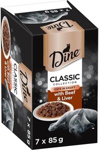 DINE Classic Collection Adult Wet Cat Food Cuts in Gravy with Beef & Liver 7 x 85g, 6 Pack (42 Trays)