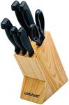 Wiltshire Laser Basic Knife Block Set, Stainless Steel Cook's, Bread, Boning, Utility and Paring Knives, 1 Kitchen Scissor, 1 Knife Block (Colour: Brown, Black), Quantity: 1 Set, 7 Pieces