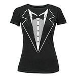 P&B Tuxedo White Funny Women's T-Shirt, Black, Small