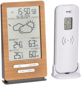 TFA Dostmann Funk Wetterstation Xena, 35.1162, mit Außensensor, Innen und Außentemperatur, mit Wettervorhersage, inkl Funkuhr, Luftfeuchte, zum Stellen/Hängen