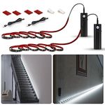 WOBANE Motion Sensor Closet Strip Lights, Rechargeable Motion Activated Light, Battery Powered 6.56ft LED Strip, 60 LEDs Homelife Bar for Wardrobe,Stair,Pantry,Counter,Cabinet,Bed,6000K White,Black