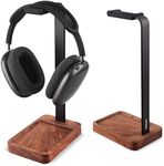 PHERKORM Walnut Wood & Aluminum Headset Holder, Desktop Headphone Stand, Universal headphone holder for most music gaming headsets - Black Walnut