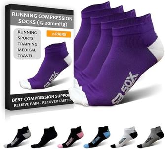 SB SOX Low Cut Athletic Socks – Compression Ankle Socks for Men & Women – 2 Pairs (US, Alpha, Large, Regular, Regular, Purple/White)